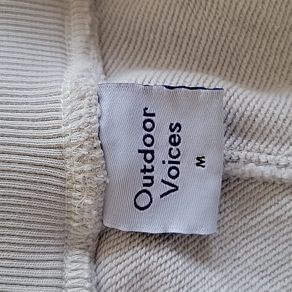 Outdoor Voices White and Gray Cotton Sweatpants Relaxed Fit Tapered Cuffs Medium - Picture 7 of 8